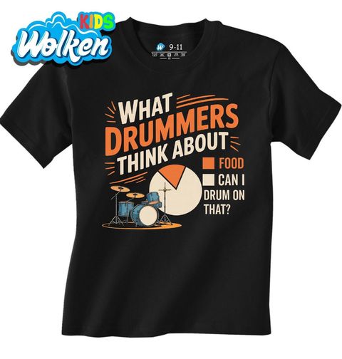 Obrázek produktu Dětské tričko O čem bubeníci přemýšlejí - Food Can I drum on that?