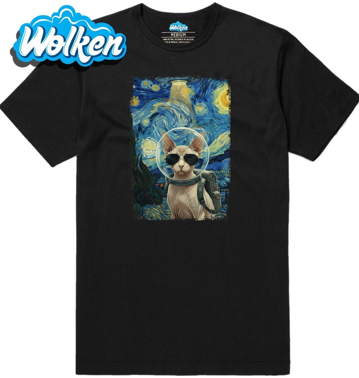 Pánské tričko Kočka Sphynx Astronaut ve Hvězdné noci.jpg