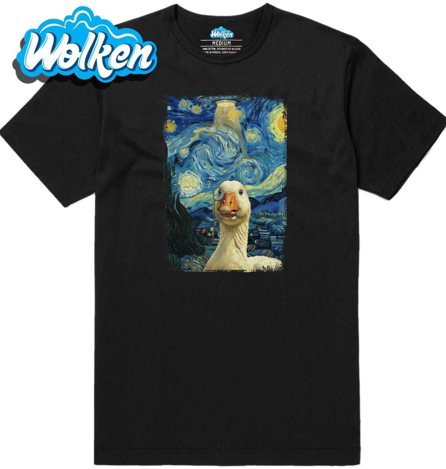 Pánské tričko Husa s Monoklem ve Hvězdné noci.jpg