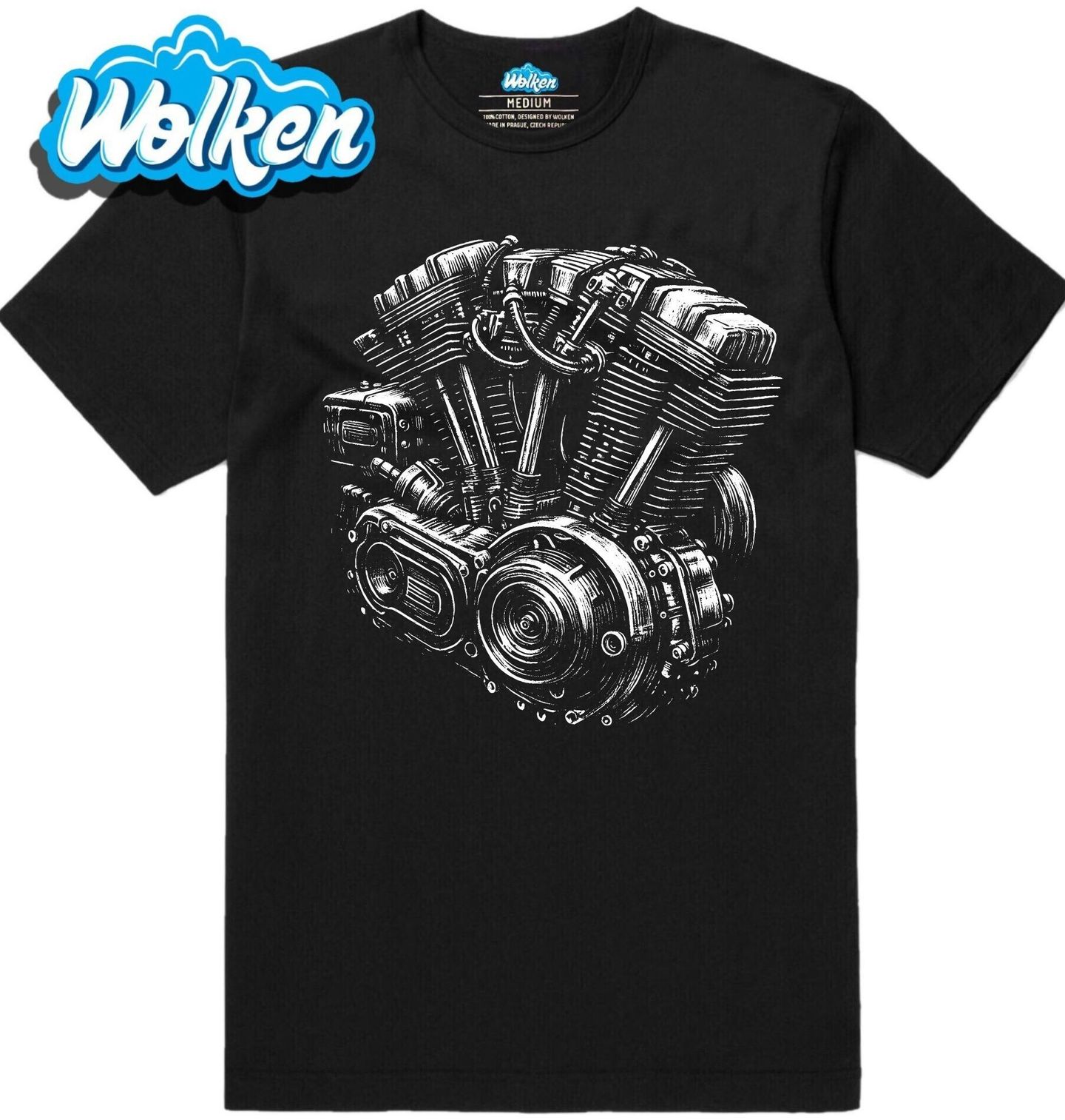 Pánské tričko Srdce Motorky Dvouválcový Motor V-Twin Engine.jpg