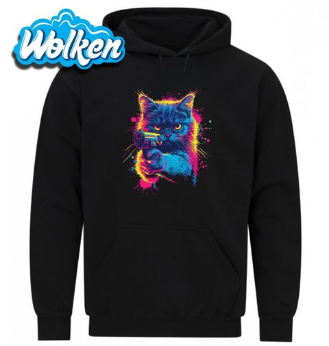 Obrázek produktu Pánská mikina Neonová Kočka s Pistolí