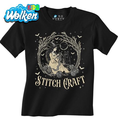 Obrázek produktu Dětské tričko Čarodějnice a Kočka Magické Pletení Stitch Craft