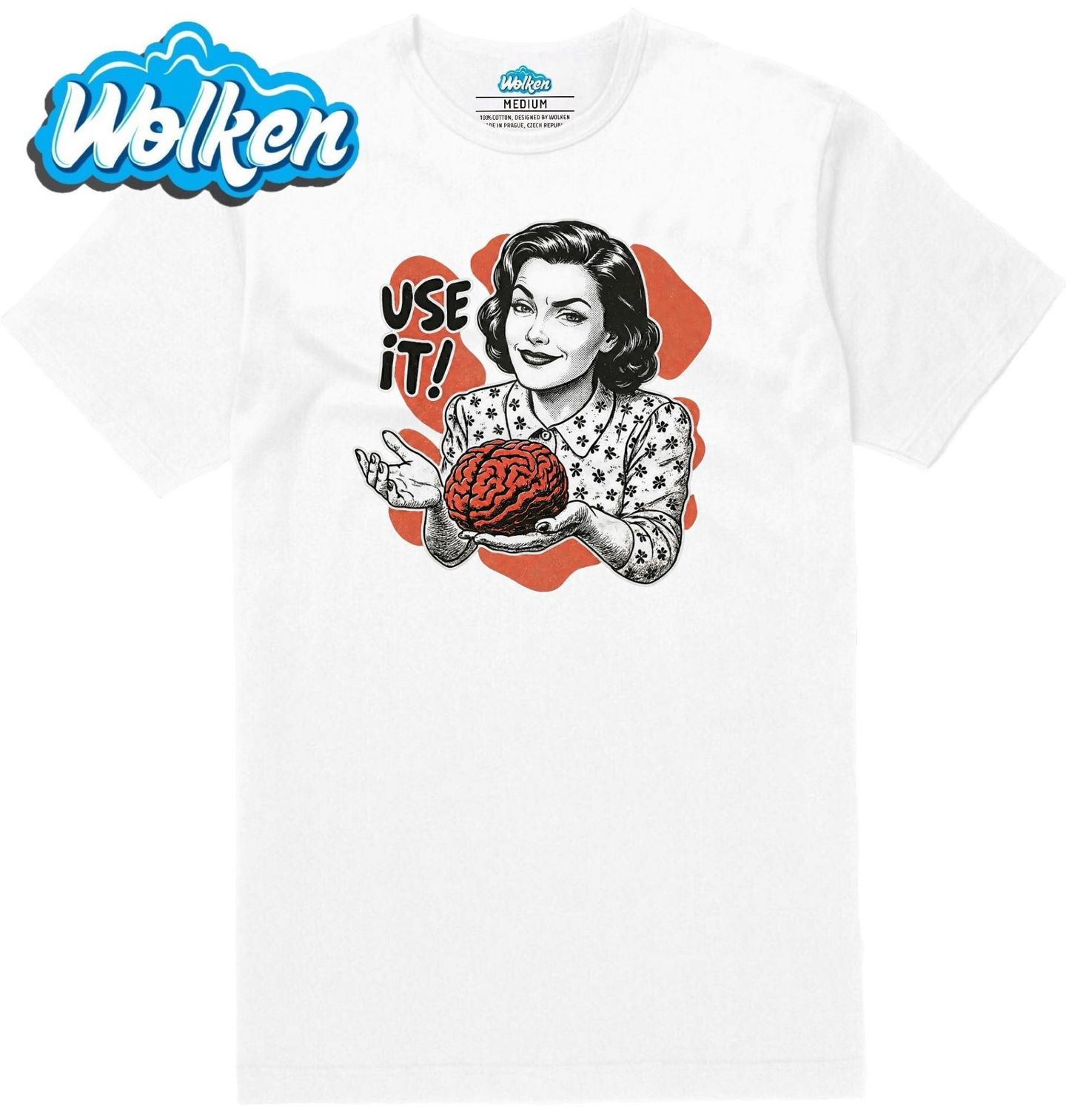 Pánské tričko  Retro Žena Použij Mozek Use it!.jpg