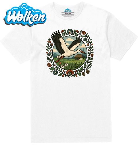 Obrázek produktu Pánské tričko Čáp bílý nad českým Venkovem Folk