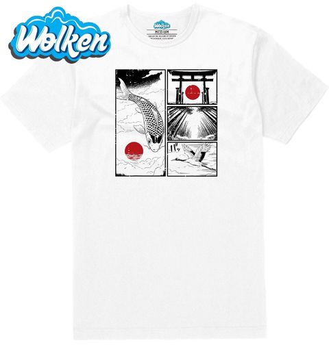 Obrázek produktu Pánské tričko Kapr Koi, Jeřáb a Brána Torii