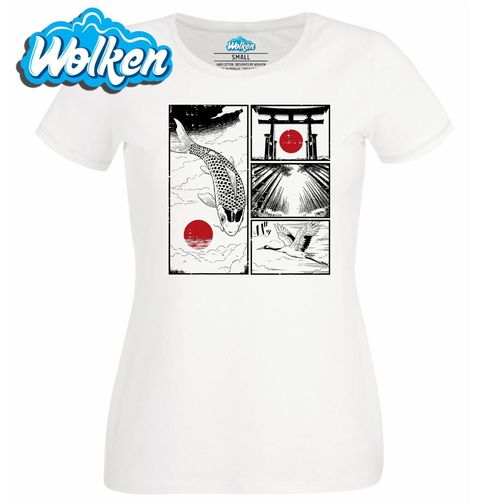 Obrázek produktu Dámské tričko Kapr Koi, Jeřáb a Brána Torii