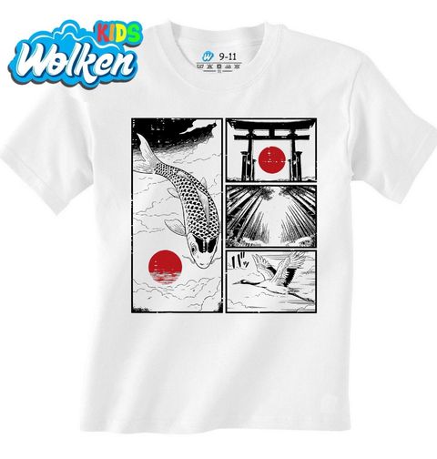 Obrázek produktu Dětské tričko Kapr Koi, Jeřáb a Brána Torii