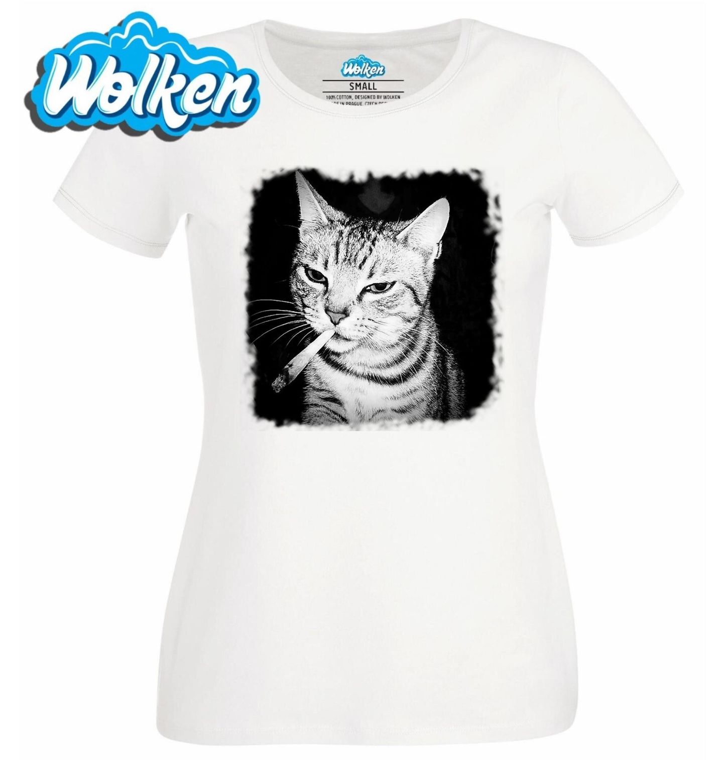 Dámské tričko  Gangsta Kočka s Jointem.jpg