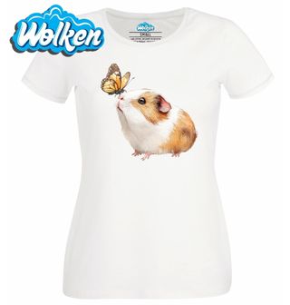 Dámské tričko  Morče hladkosrsté s Motýlem.jpg