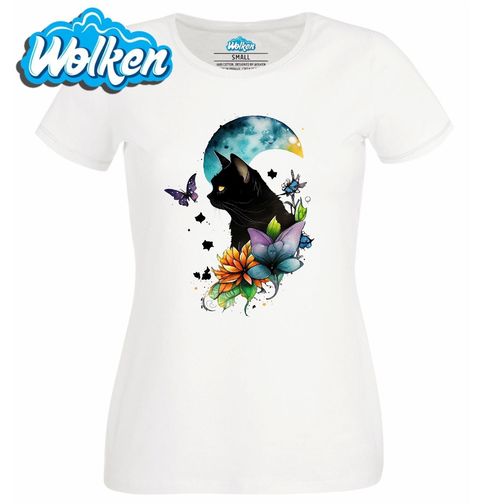Obrázek produktu Dámské tričko Kočka a Motýl pod Modrým Měsícem
