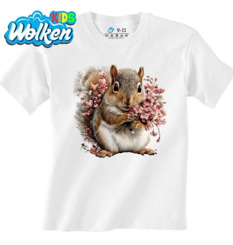 Obrázek produktu Dětské tričko Roztomilá Veverka s Květinami