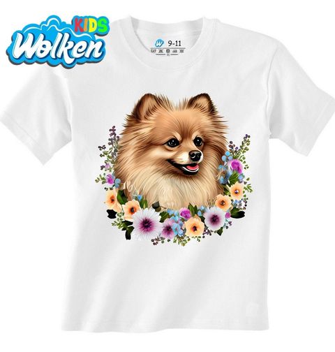 Obrázek produktu Dětské tričko Pomeranian v Květinovém Věnci