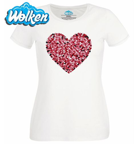 Obrázek produktu Dámské tričko Růžové Srdce z Flitrů