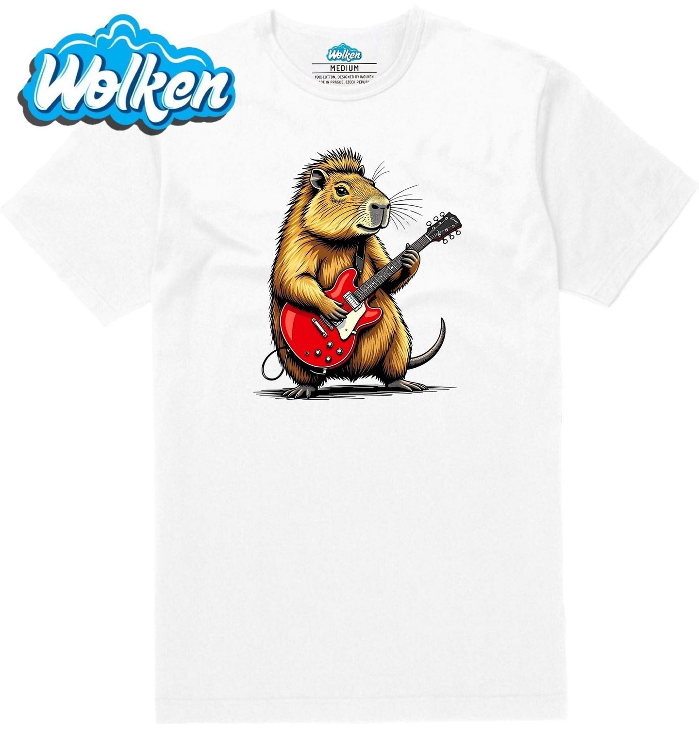 Pánské tričko  Rocková Kapybara s Kytarou.jpg