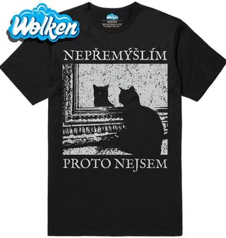 Pánské tričko Kočičí Filozof Nepřemýšlím, proto nejsem.jpg