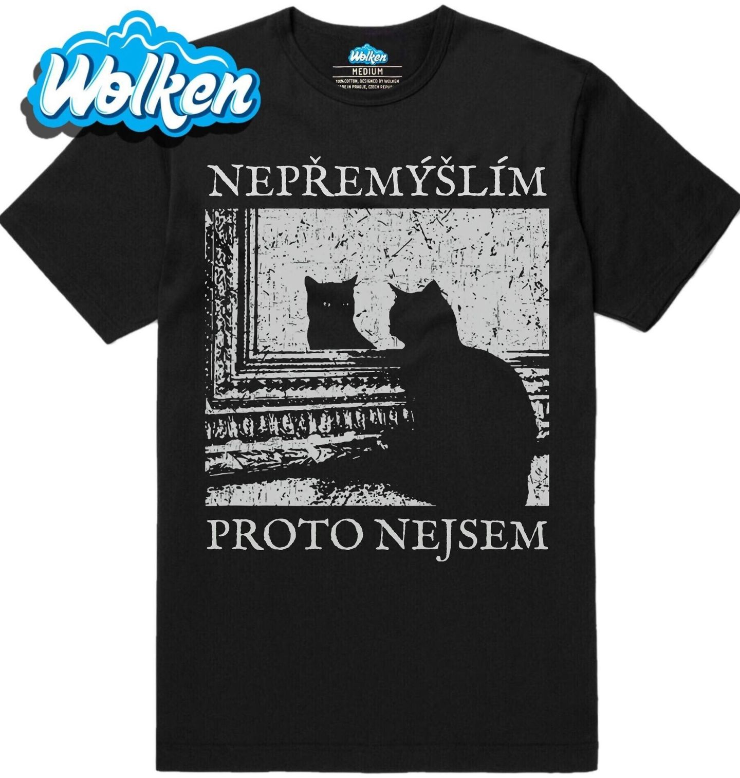 Pánské tričko Kočičí Filozof Nepřemýšlím, proto nejsem.jpg