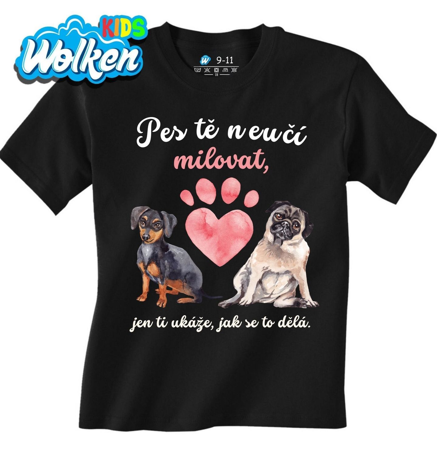 Dětské tričko Pes tě neučí milovat, jen ti ukáže, jak se to dělá.jpg