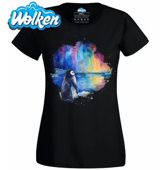 Dámské tričko Tučňák u Jezera pod Polární Září.jpg