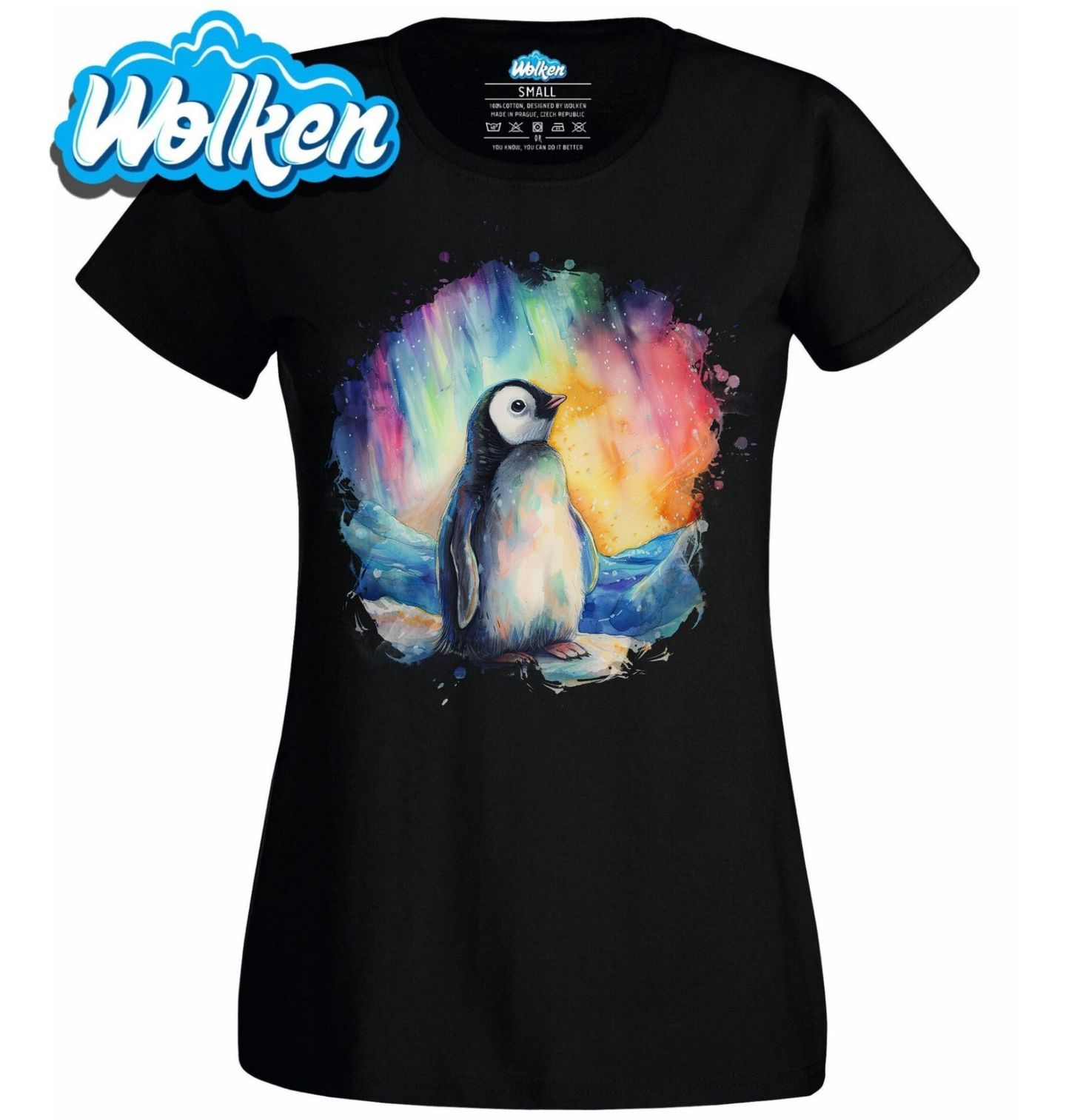 Dámské tričko Malý Tučňák pod Polární Září.jpg