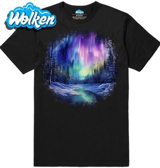 Pánské tričko Polární Záře nad Zasněženým Lesem.jpg