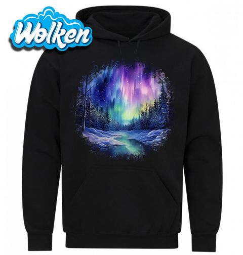 Obrázek produktu Pánská mikina Polární Záře nad Zasněženým Lesem