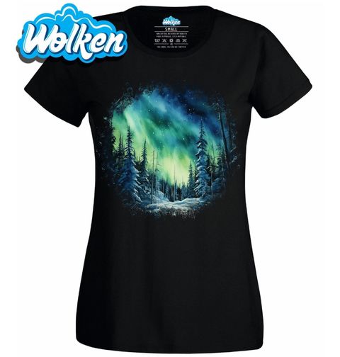 Obrázek produktu Dámské tričko Zelená Polární Záře nad Lesem