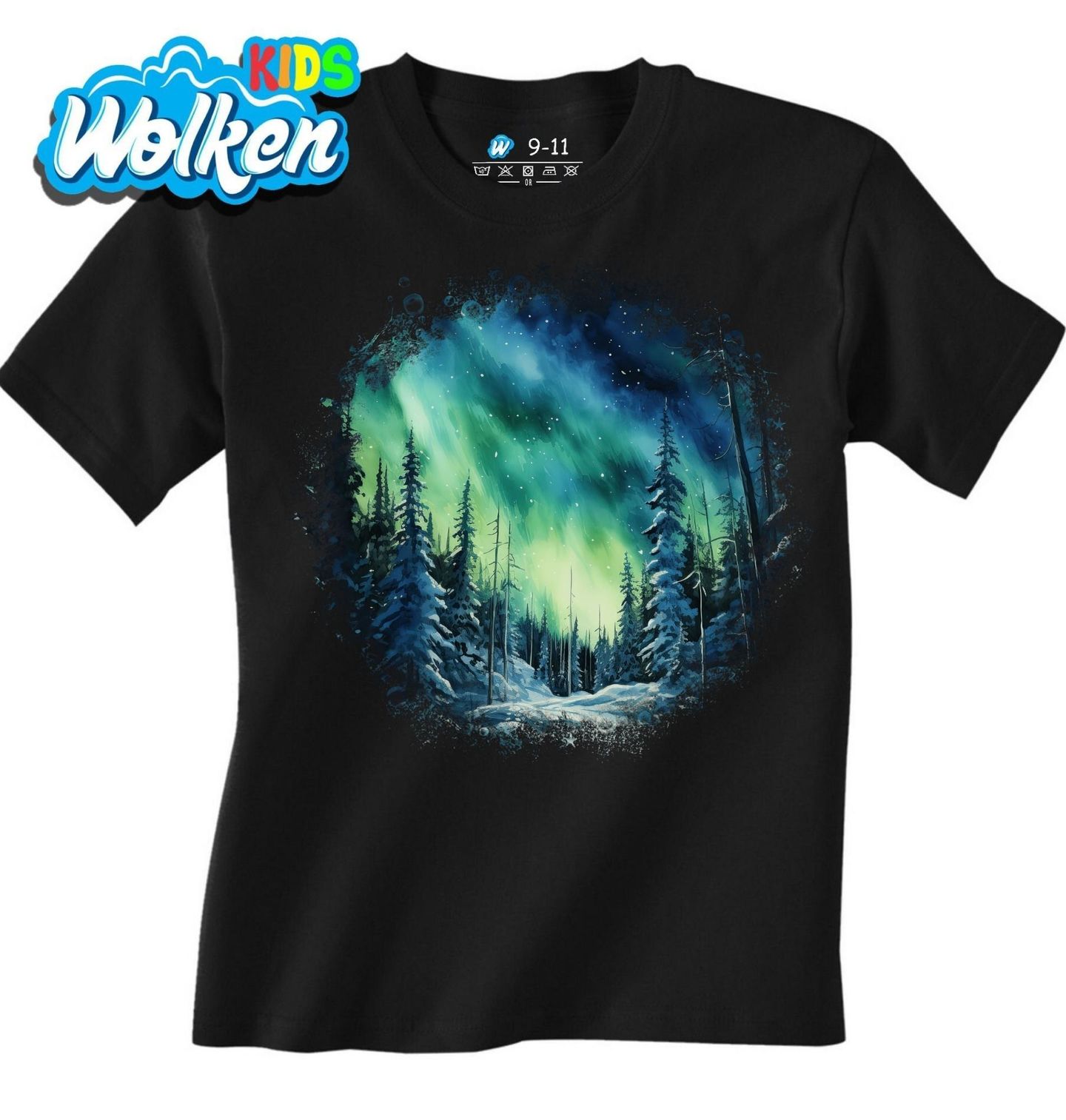 Dětské tričko Zelená Polární Září nad Lesem.jpg