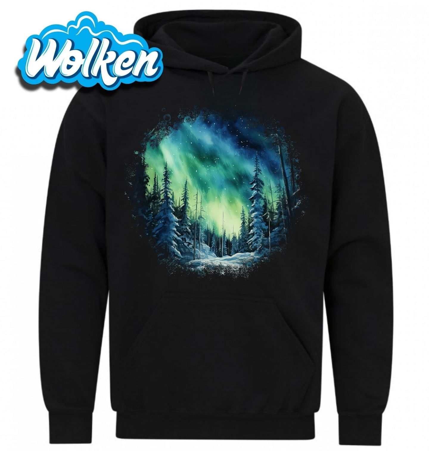 Mikina Zelená Polární Září nad Lesem.jpg