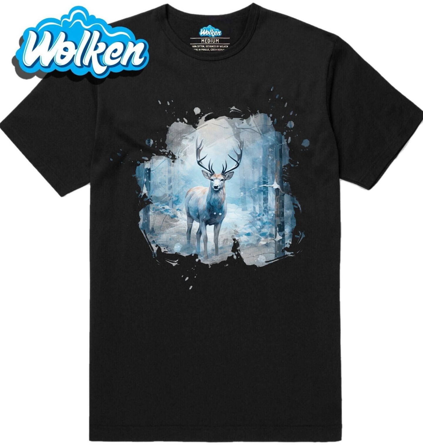 Pánské tričko Jelen v Zasněženém Lese.jpg