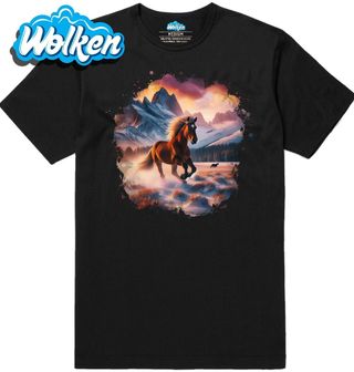Pánské tričko Kůň Mustang na Zasněženém Poli.jpg
