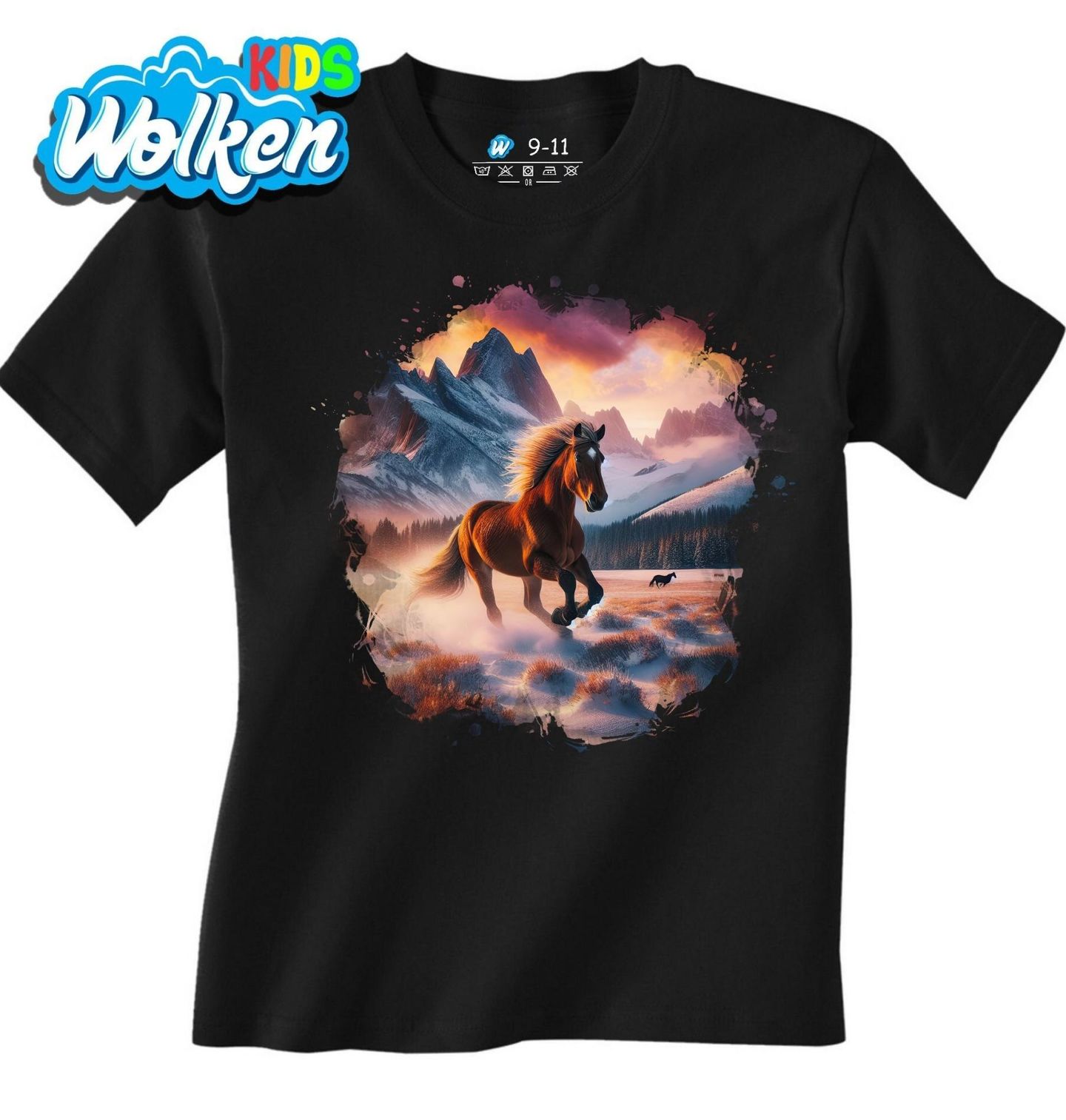 Dětské tričko Kůň Mustang na Zasněženém Poli.jpg