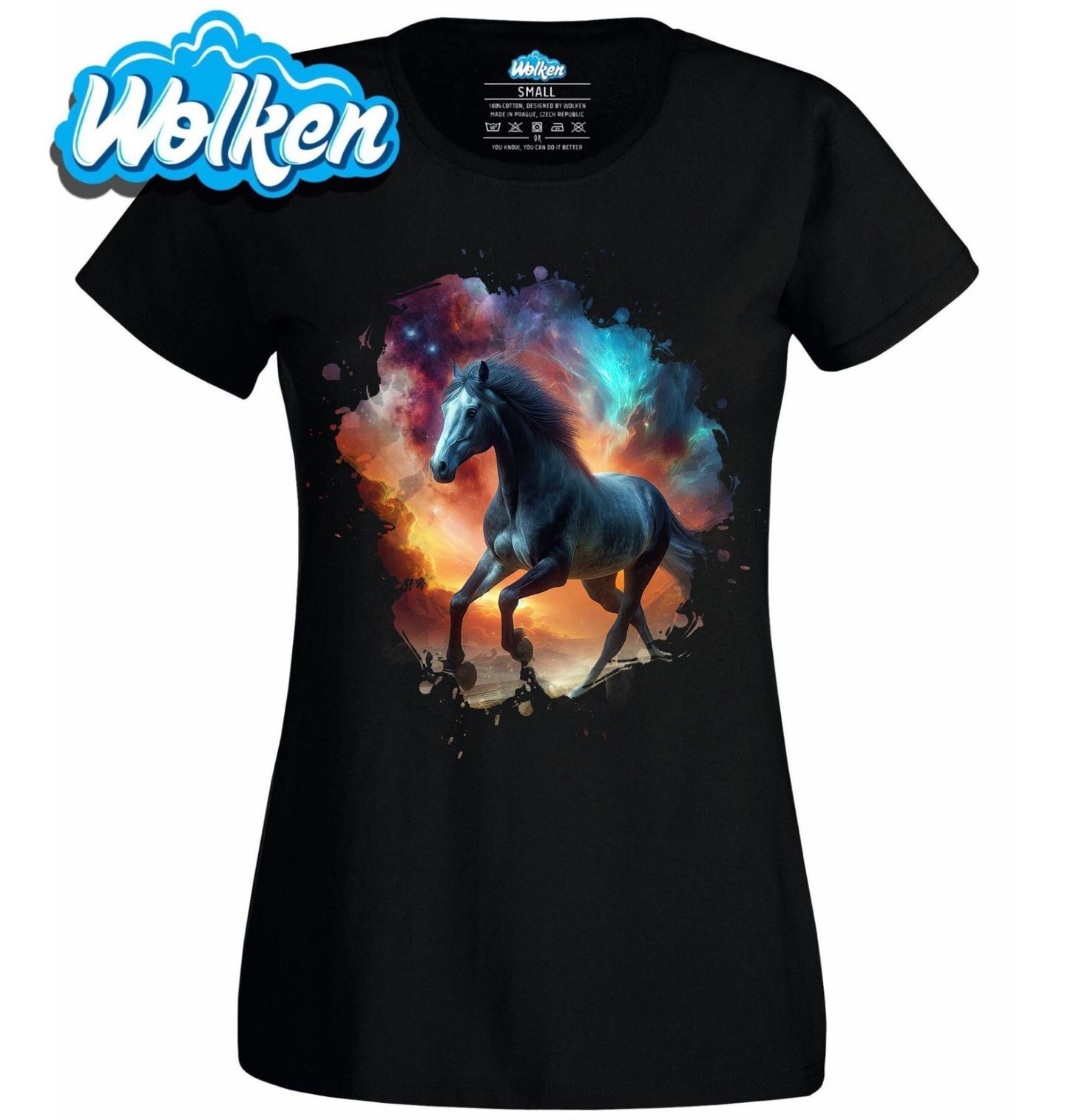 Dámské tričko Kosmický Kůň mezi Galaxiemi.jpg