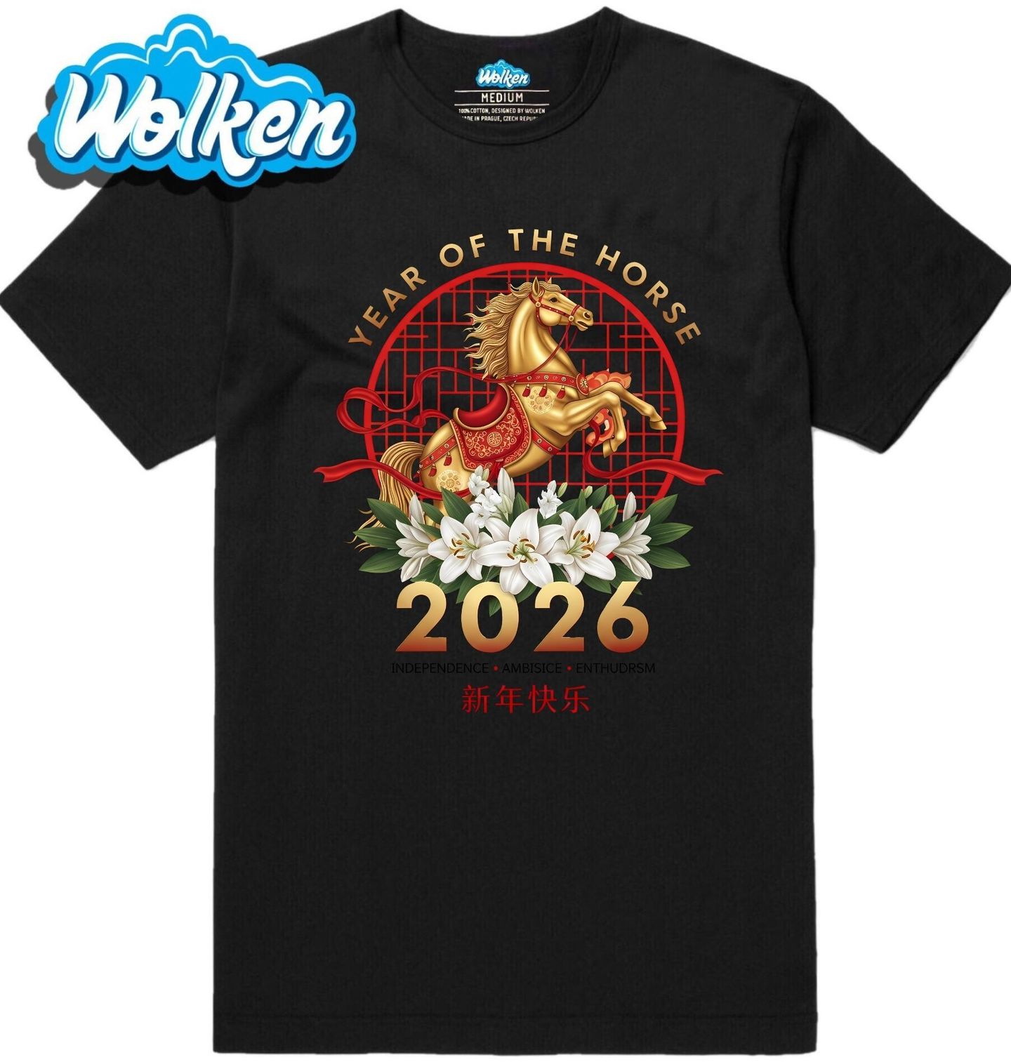 Pánské tričko Zlatý Kůň Čínský Nový Rok 2026.jpg