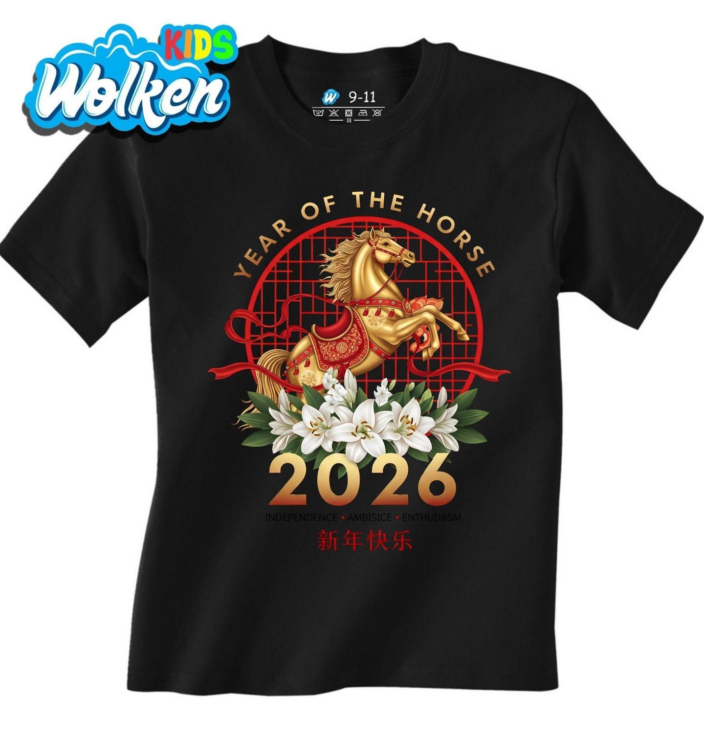 Dětské tričko Zlatý Kůň Čínský Nový Rok 2026.jpg
