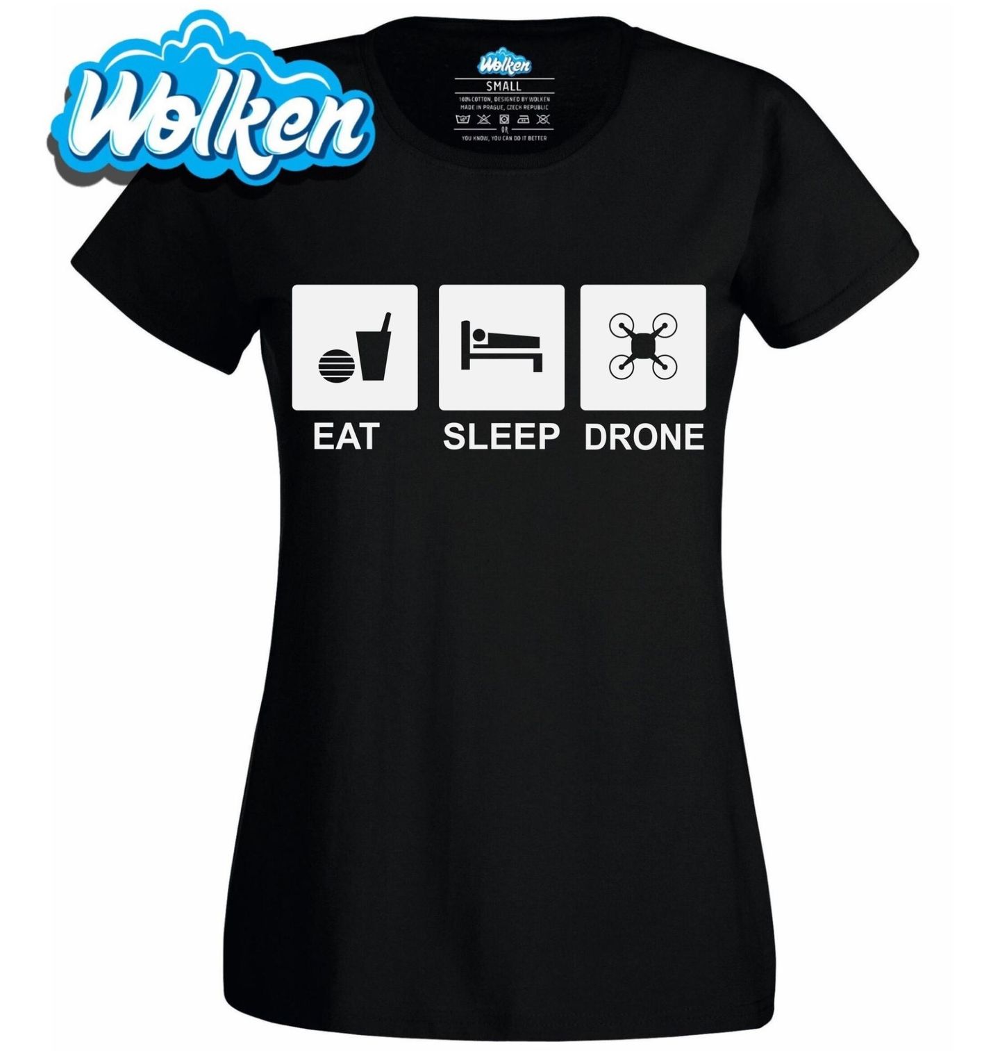 Dámské tričko Jez Spi Létej s Dronem Eat Sleep Drone.jpg