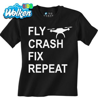 Dětské tričko Létej s Dronem Havaruj Oprav Opakuj Fly Crash Fix Repeat.jpg