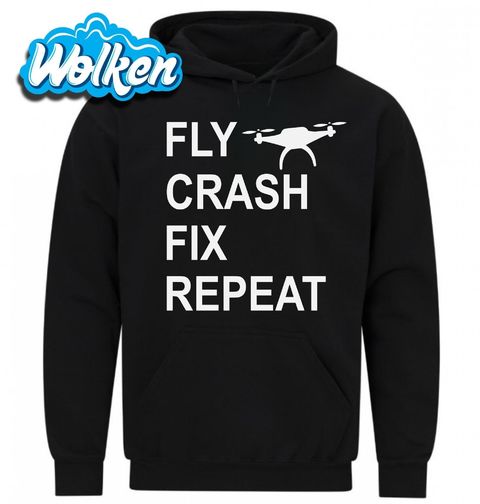 Obrázek produktu Pánská mikina Létej s Dronem Havaruj Oprav Opakuj Fly Crash Fix Repeat
