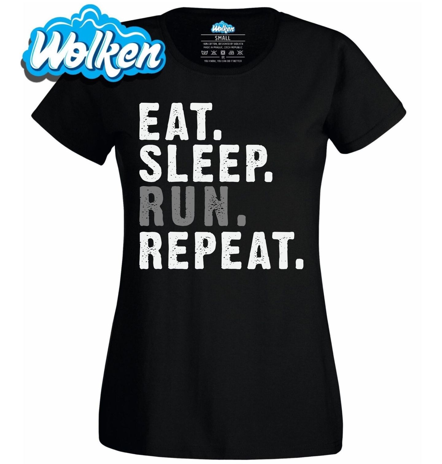 Dámské tričko Jez Spi Běhej Opakuj Eat Sleep Run Repeat.jpg