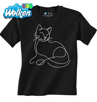 Dětské tričko Klidná Kočka jedním tahem One Line Art.jpg