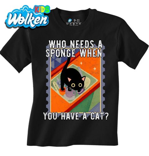 Obrázek produktu Dětské tričko Kdo potřebuje houbičku, když má kočku?