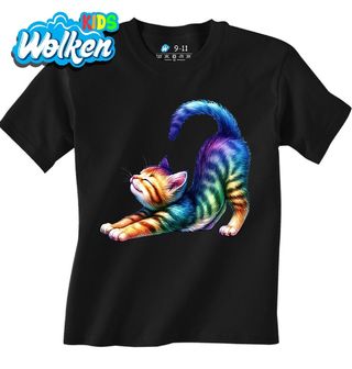 Dětské tričko Protahující se Duhové Kotě.jpg