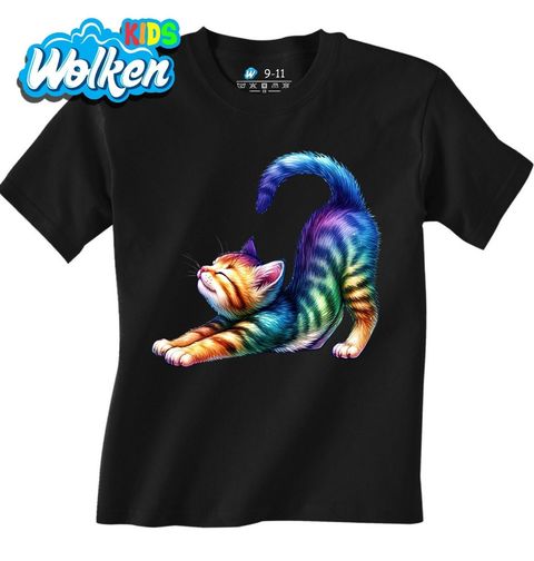 Obrázek produktu Dětské tričko Protahující se Duhové Kotě