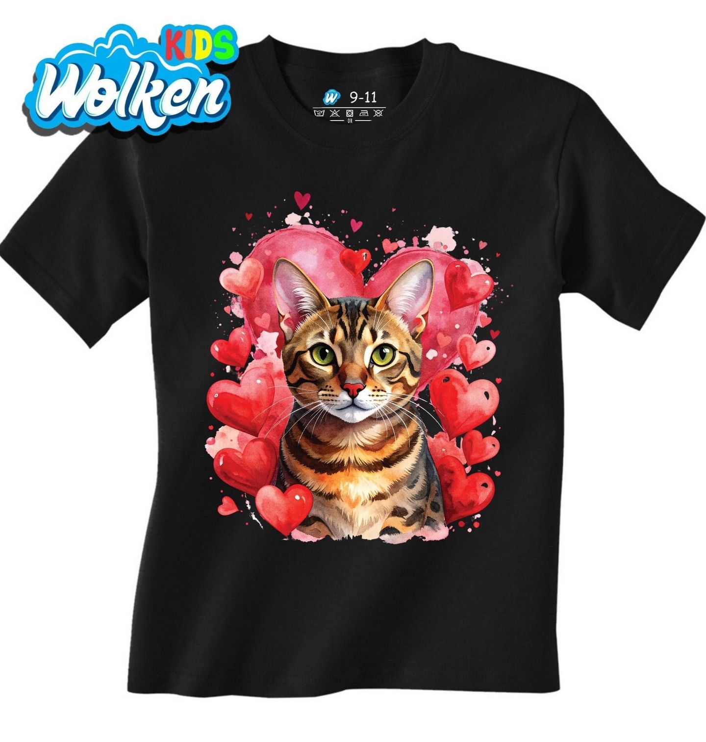 Dětské tričko Bengálská Kočka mezi Srdci.jpg