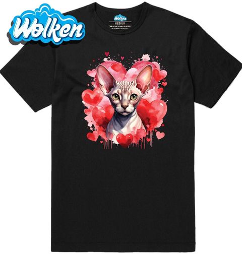 Obrázek produktu Pánské tričko Bezsrstá Kočka Sphynx mezi Srdci