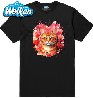 Pánské tričko Zrzavá Mourovatá Kočka mezi Srdci.jpg