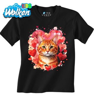 Dětské tričko Zrzavá Mourovatá Kočka mezi Srdci.jpg