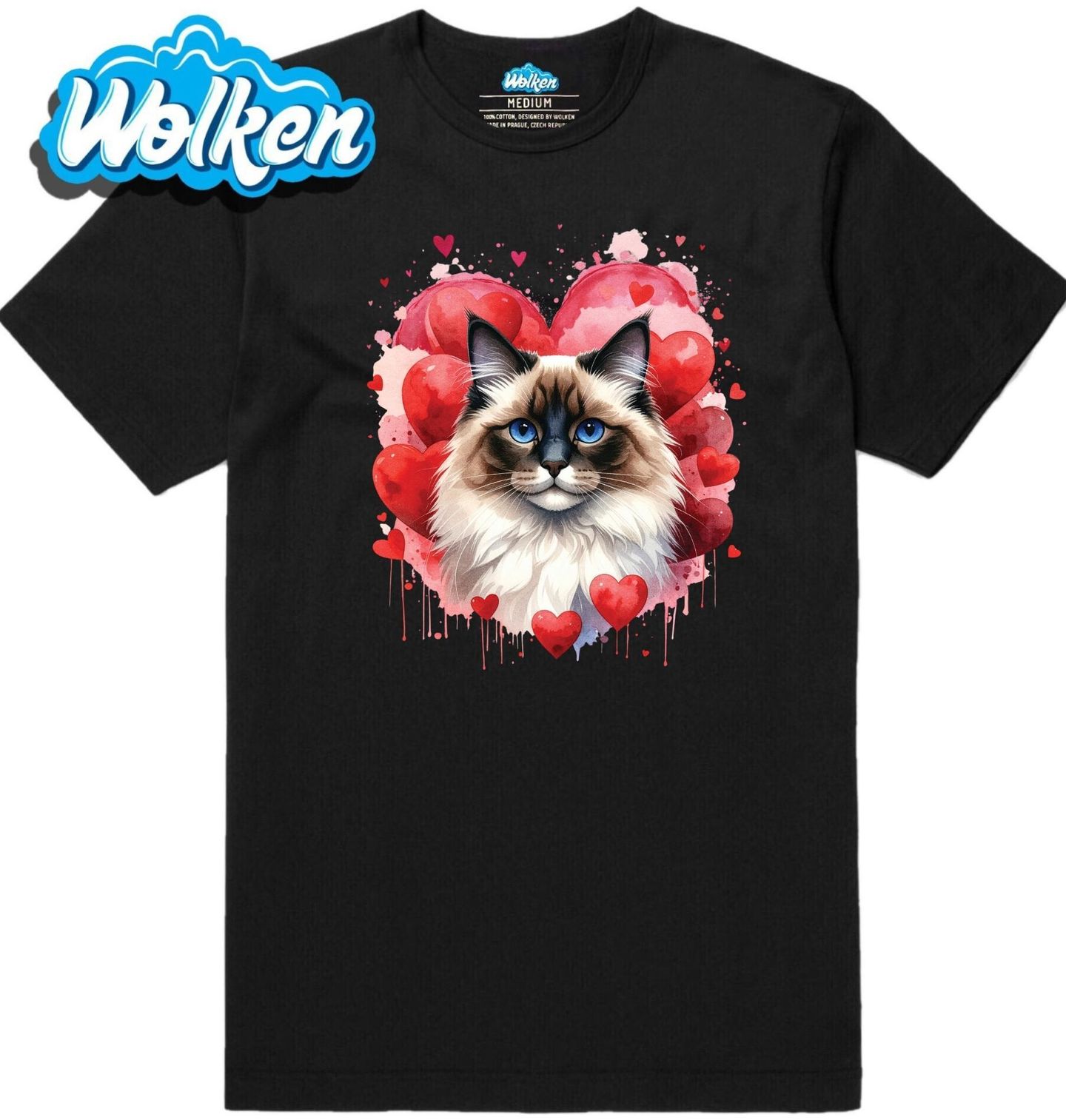 Pánské tričko Kočka Ragdoll mezi Srdci.jpg
