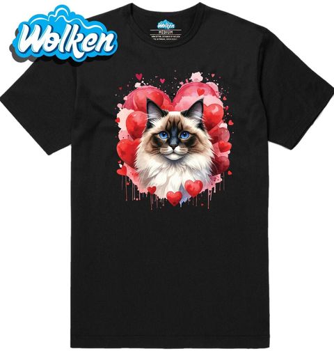 Obrázek produktu Pánské tričko Kočka Ragdoll mezi Srdci