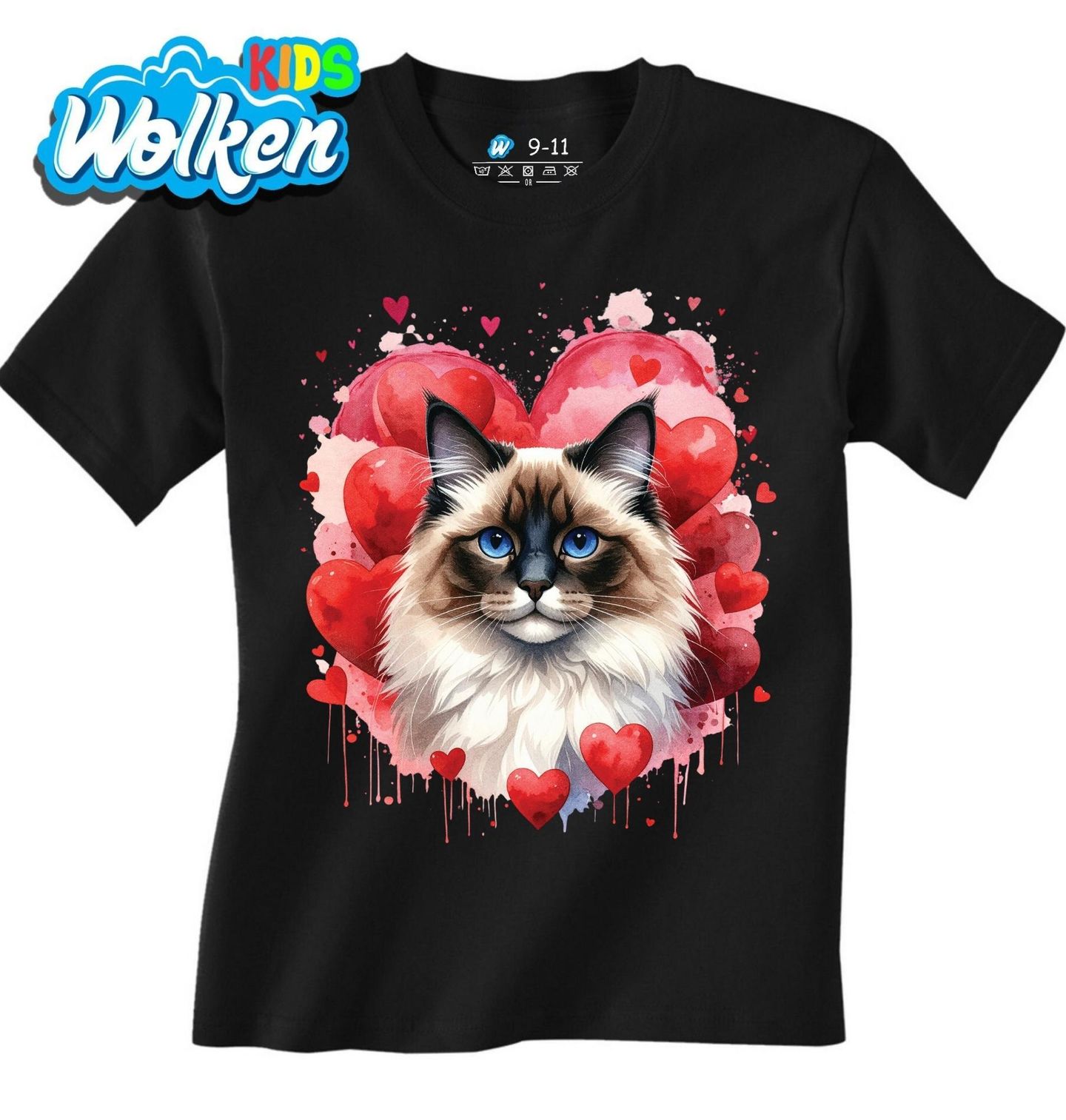 Dětské tričko Kočka Ragdoll mezi Srdci.jpg