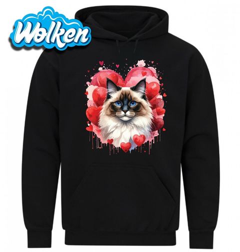 Obrázek produktu Pánská mikina Kočka Ragdoll mezi Srdci